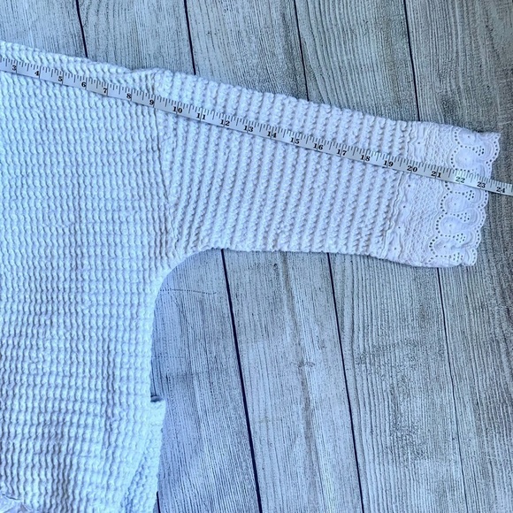 Women’s 100% Cotton White Waffle Knit Robe with Eyelet Accent Trim - Picture 9 of 15